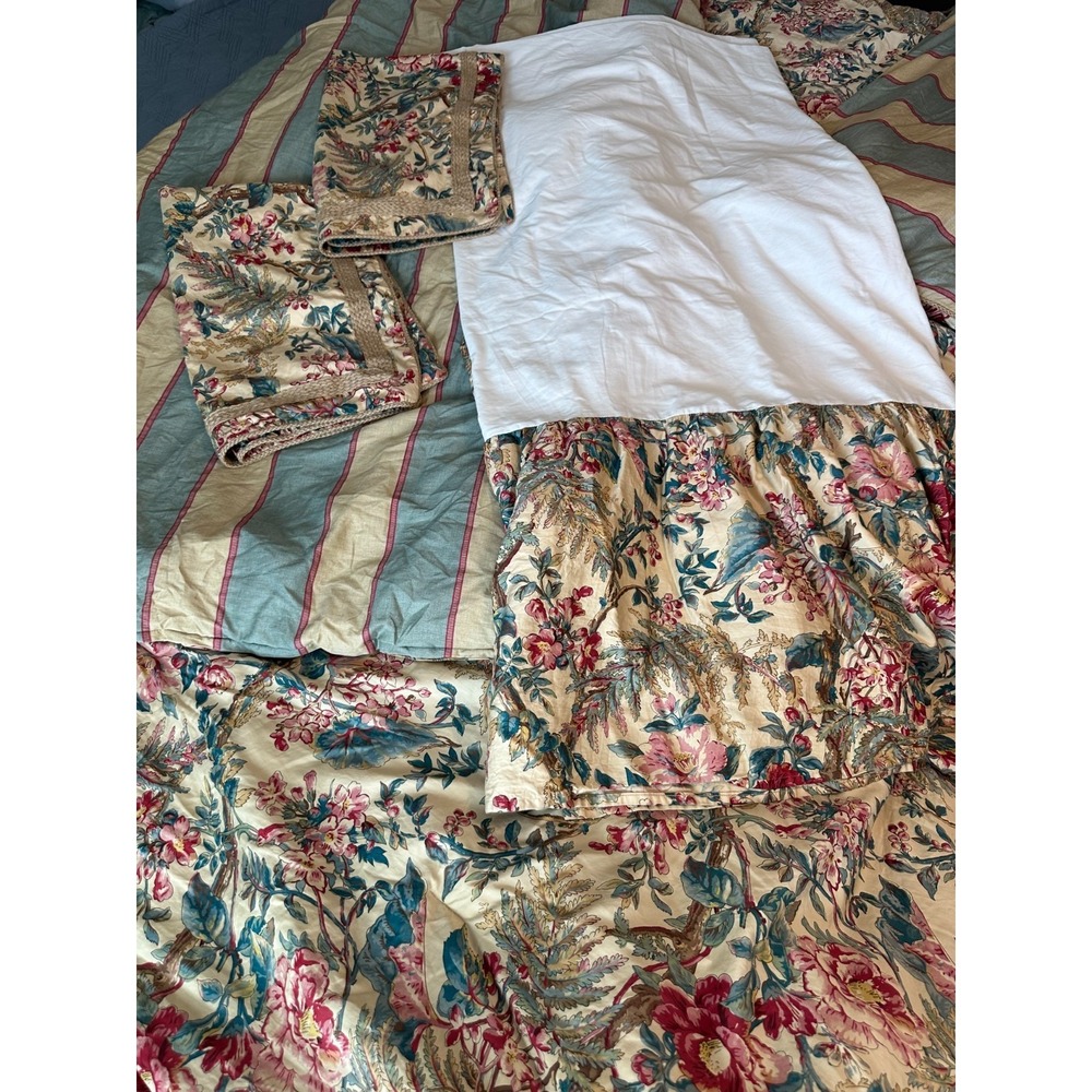 King Ralph Lauren Tangier Floral Comforter Reversible Stripe Jute Trim RL Lauren - Picture 8 of 8